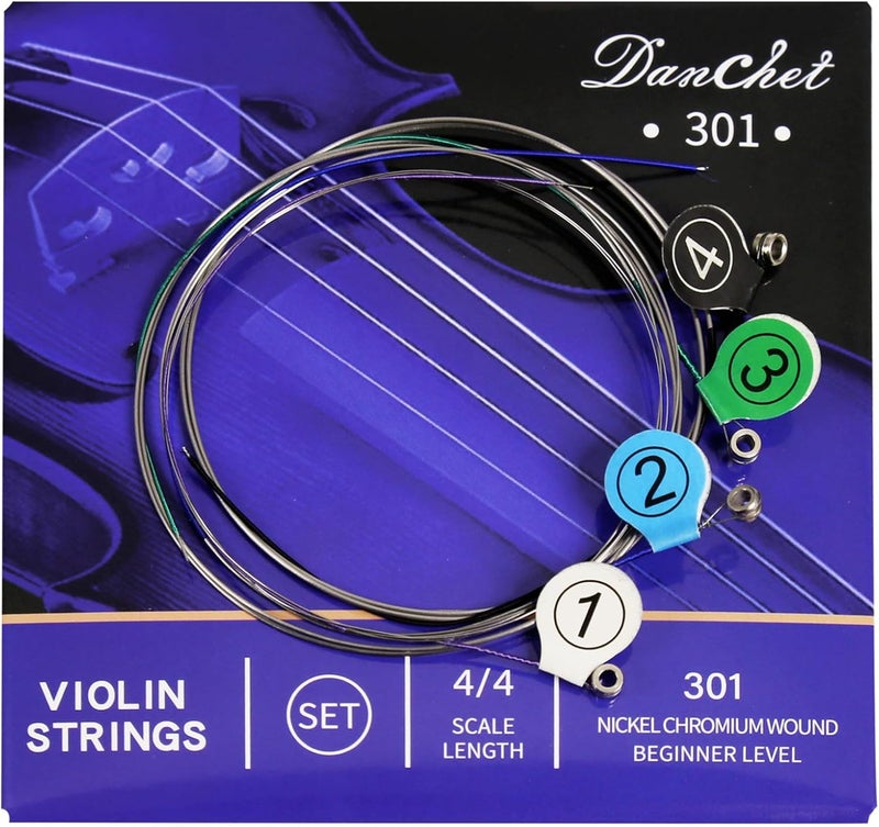Danchet Violin Strings 4/4 Full Set Beginners Level, Ball End, Nickel Chromium Wound 301.… - Image 2